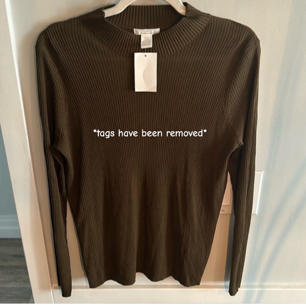 H&M | Army Green Ribbed Mock Neck Top